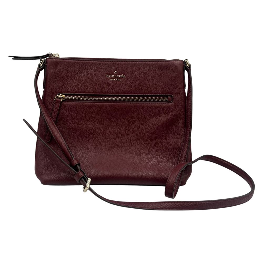 Kate Spade Crossbody Bag Jackson Top Zip Pebbled Leather Burgundy